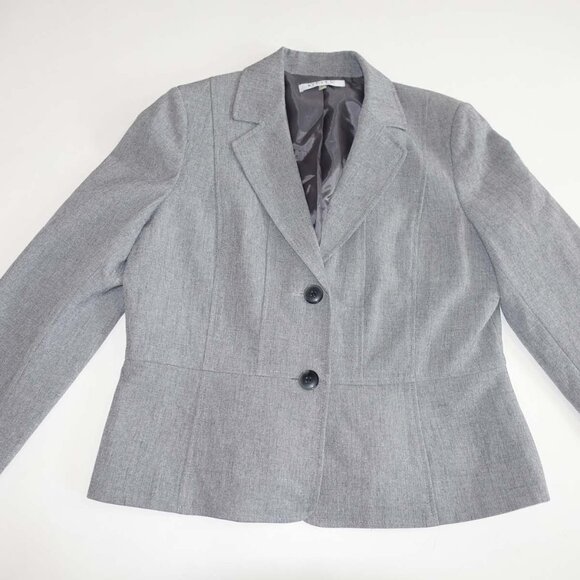 Kasper Women's 2 Button Blazer Jacket Size 14 Gray Suit Coat Lined - Picture 1 of 6
